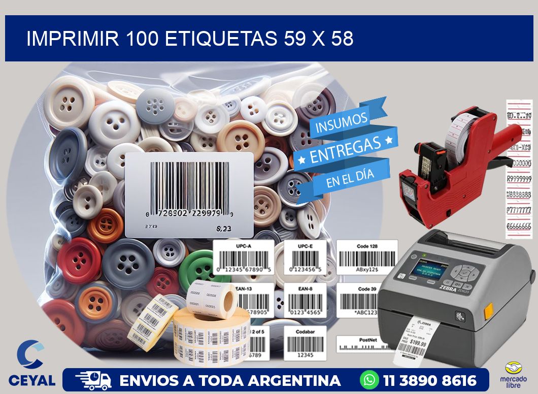 IMPRIMIR 100 ETIQUETAS 59 x 58