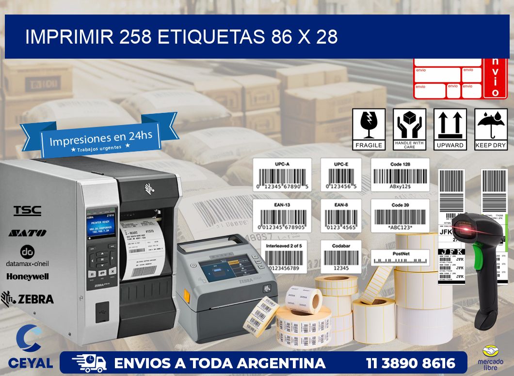 IMPRIMIR 258 ETIQUETAS 86 x 28