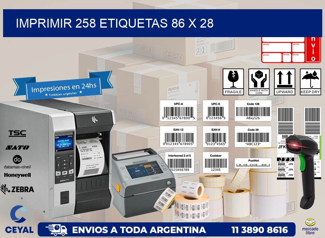 IMPRIMIR 258 ETIQUETAS 86 x 28