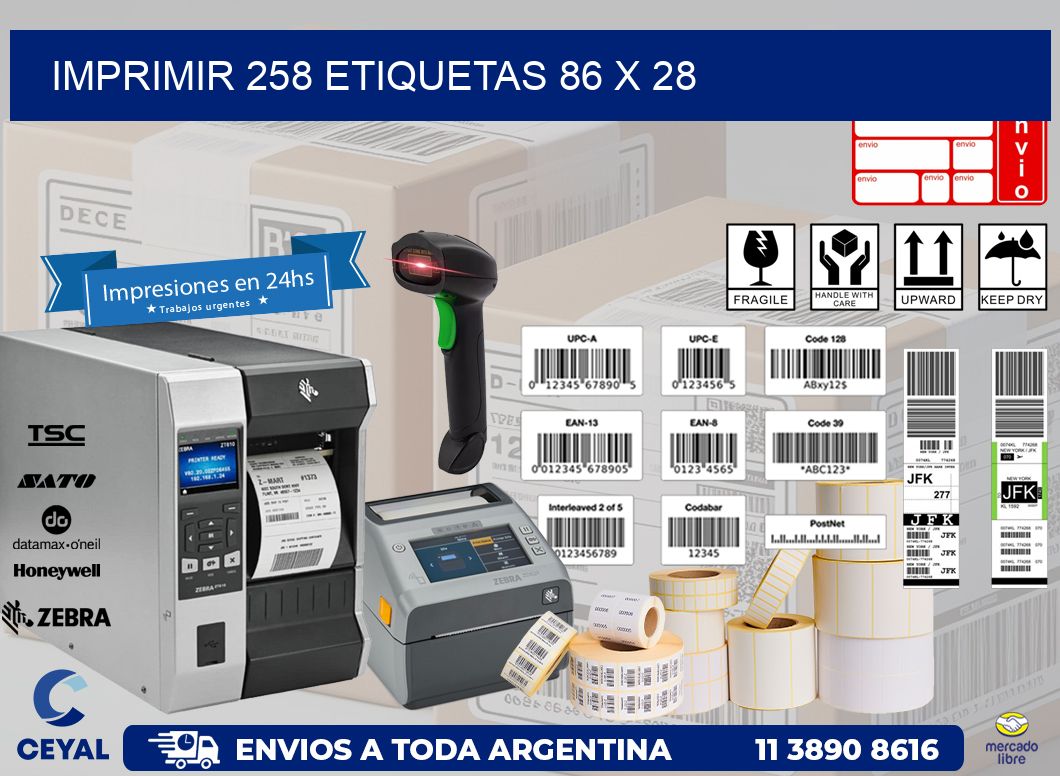 IMPRIMIR 258 ETIQUETAS 86 x 28