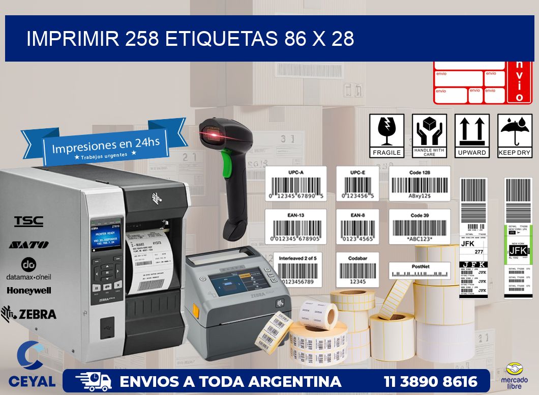 IMPRIMIR 258 ETIQUETAS 86 x 28