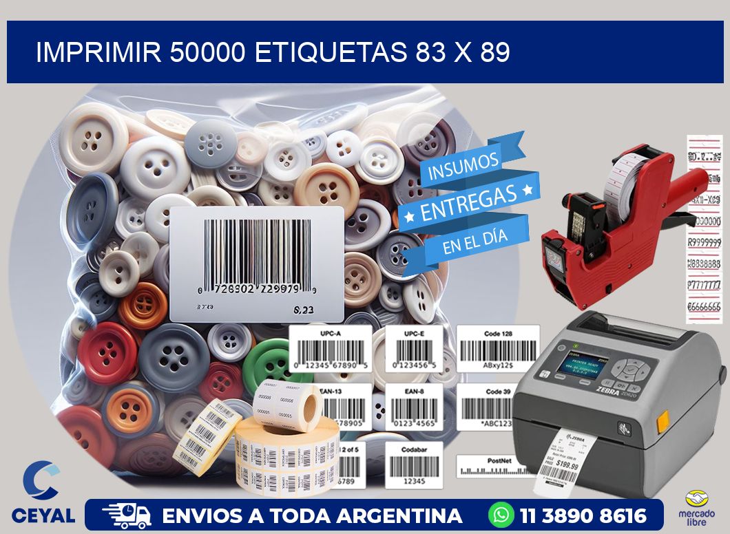 IMPRIMIR 50000 ETIQUETAS 83 x 89