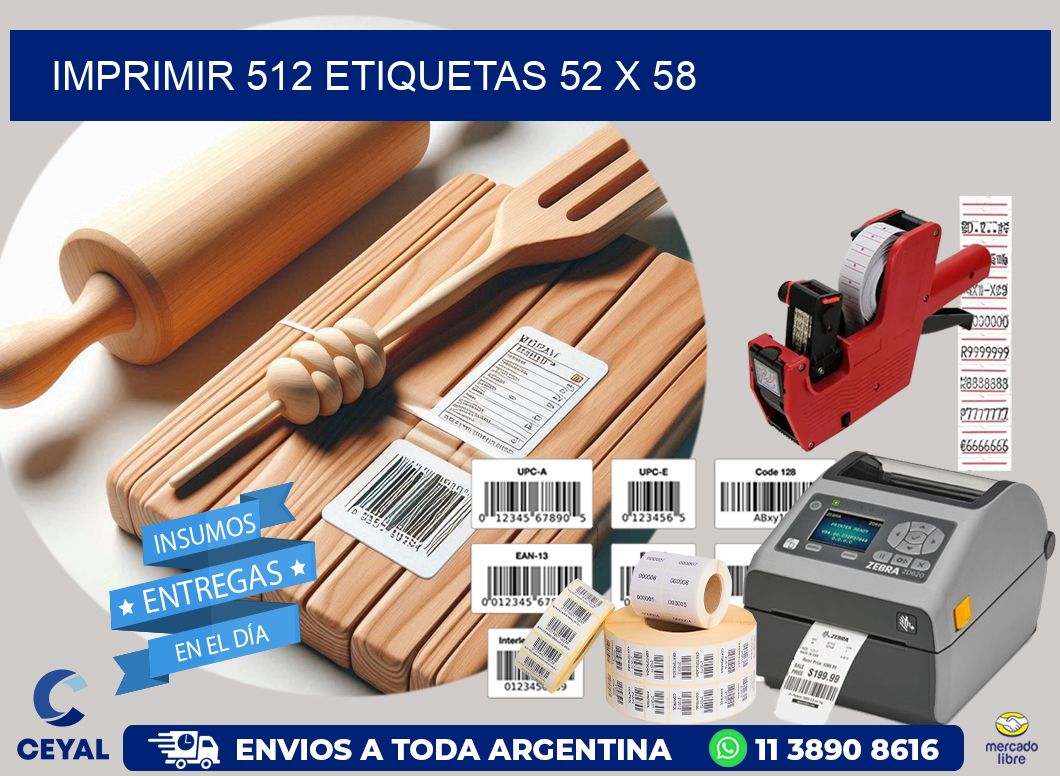 IMPRIMIR 512 ETIQUETAS 52 x 58