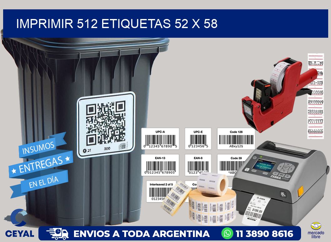 IMPRIMIR 512 ETIQUETAS 52 x 58