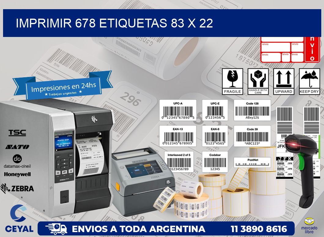 IMPRIMIR 678 ETIQUETAS 83 x 22