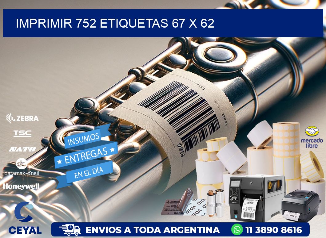 IMPRIMIR 752 ETIQUETAS 67 x 62