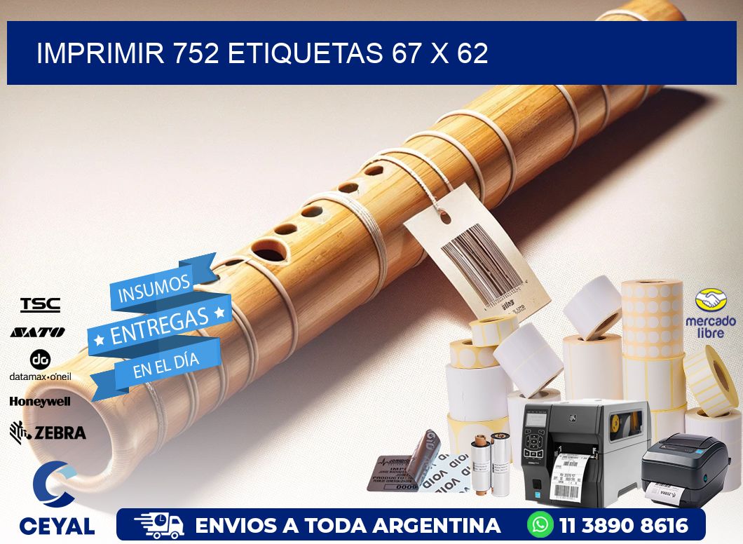 IMPRIMIR 752 ETIQUETAS 67 x 62