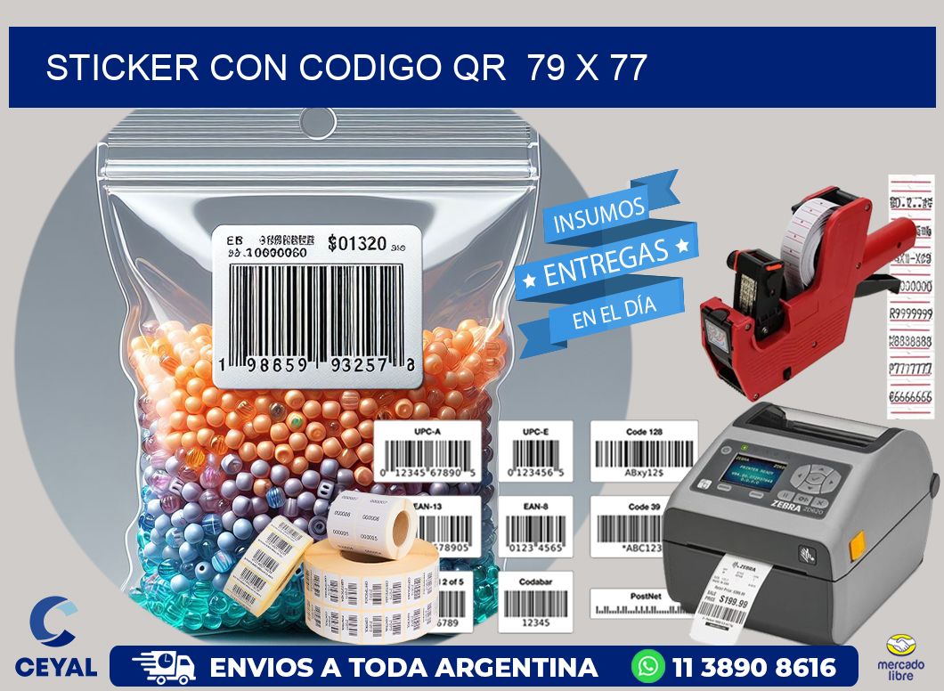 STICKER CON CODIGO QR  79 x 77