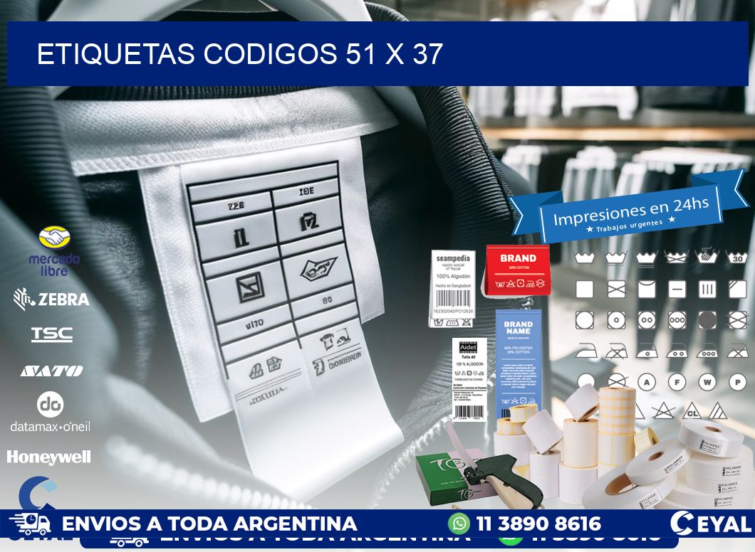 etiquetas codigos 51 x 37
