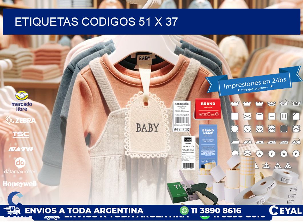etiquetas codigos 51 x 37