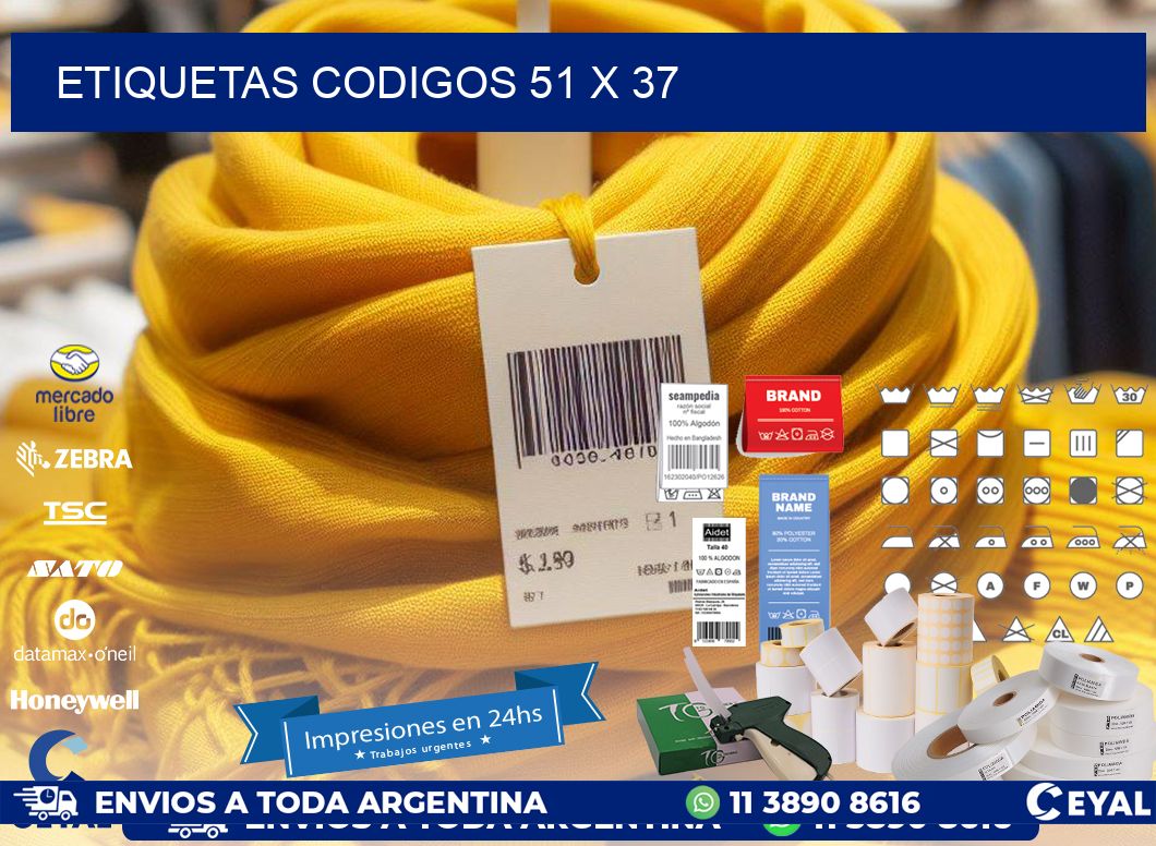etiquetas codigos 51 x 37