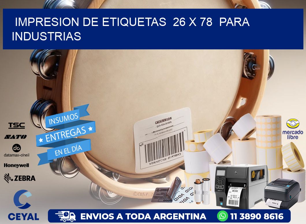 impresion de etiquetas  26 x 78  para industrias