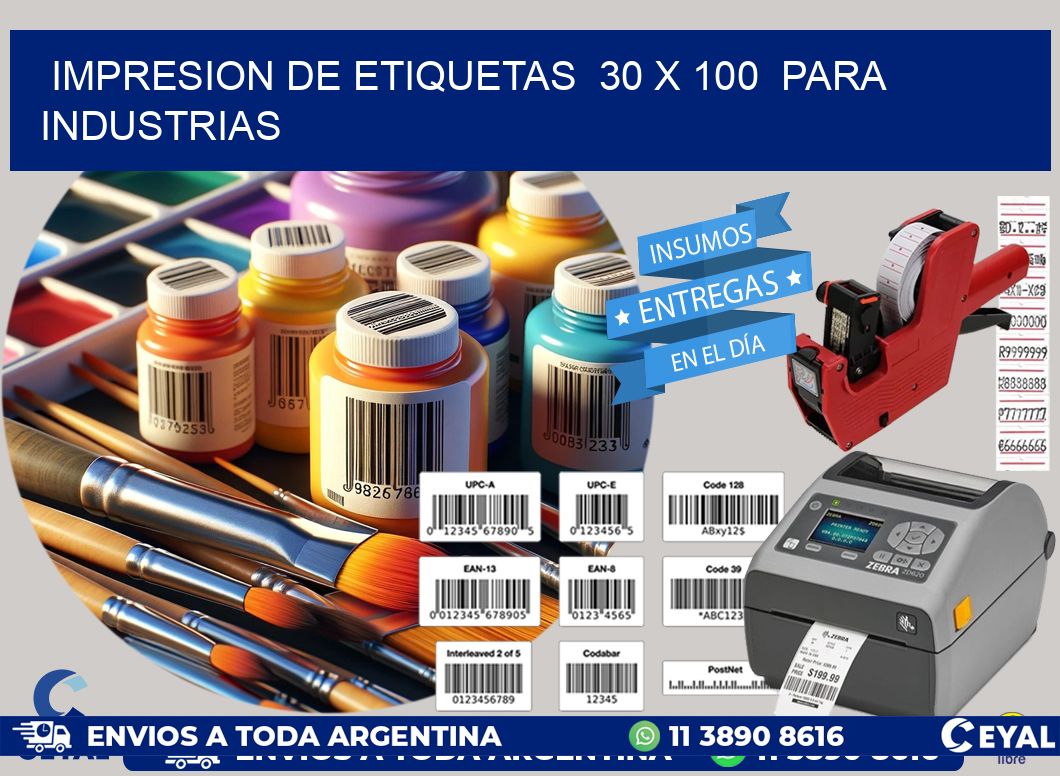 impresion de etiquetas  30 x 100  para industrias