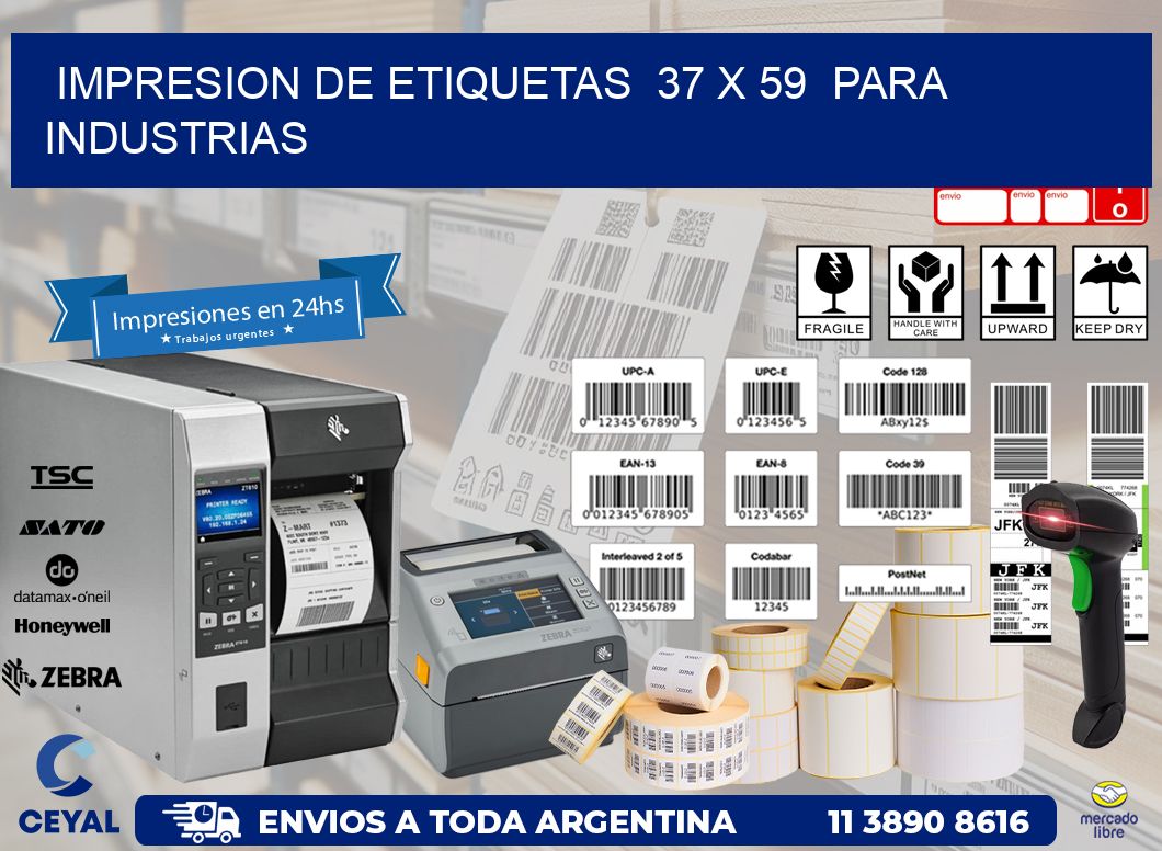 impresion de etiquetas  37 x 59  para industrias