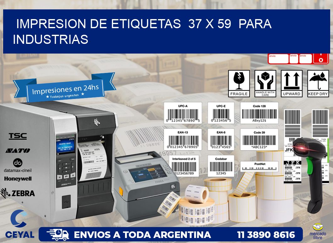 impresion de etiquetas  37 x 59  para industrias