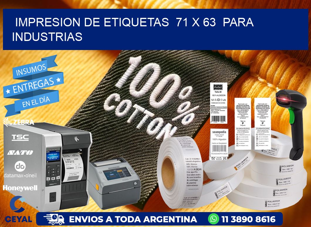 impresion de etiquetas  71 x 63  para industrias