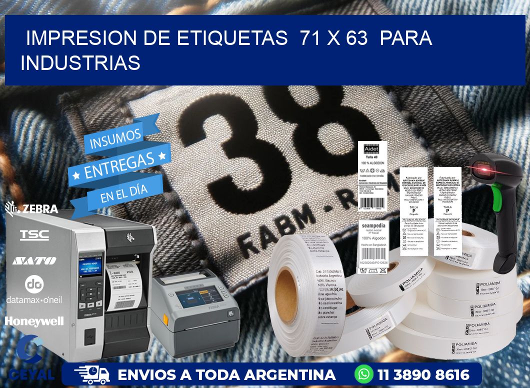 impresion de etiquetas  71 x 63  para industrias