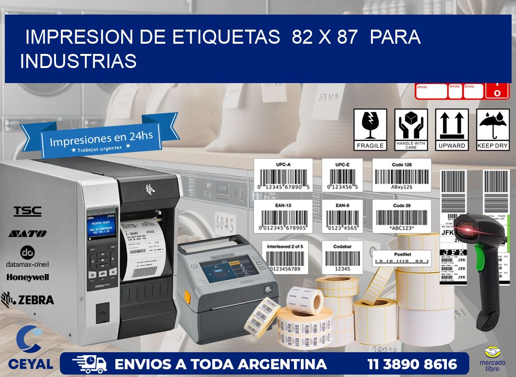 impresion de etiquetas  82 x 87  para industrias