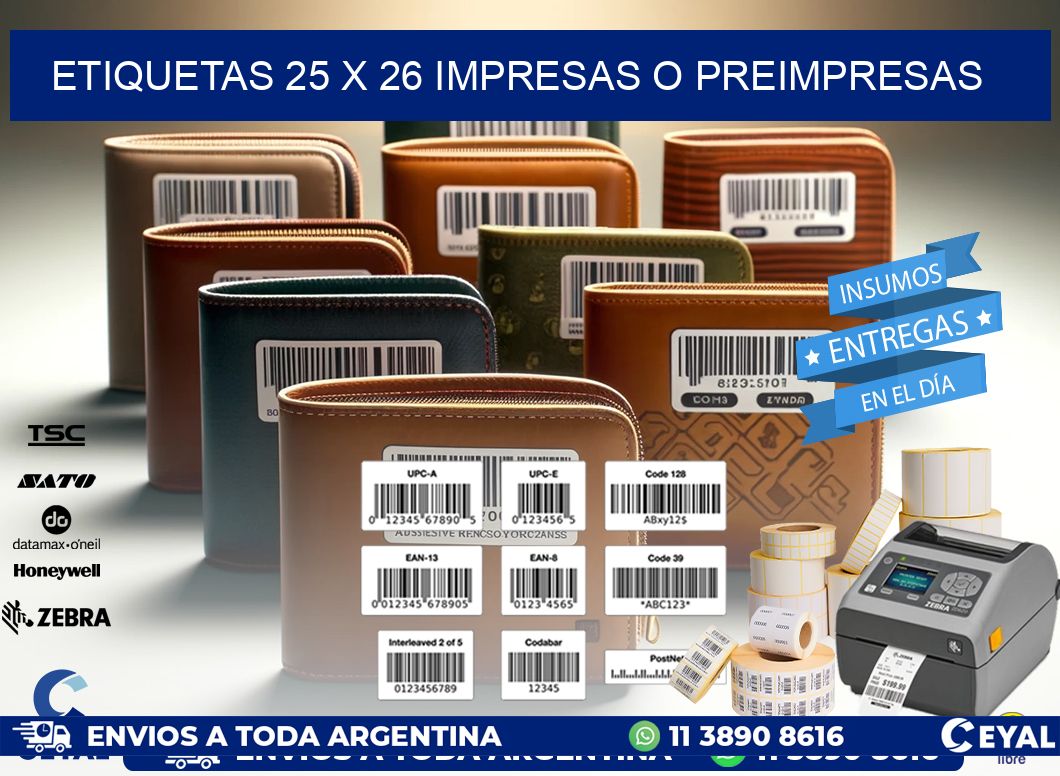 ETIQUETAS 25 x 26 IMPRESAS O PREIMPRESAS