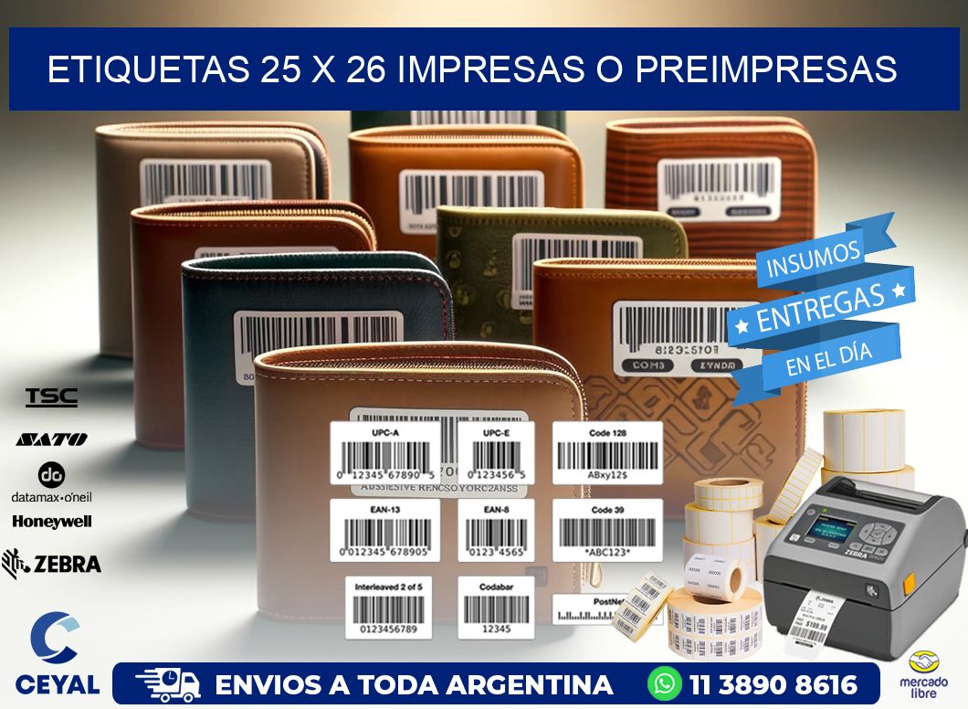 ETIQUETAS 25 x 26 IMPRESAS O PREIMPRESAS