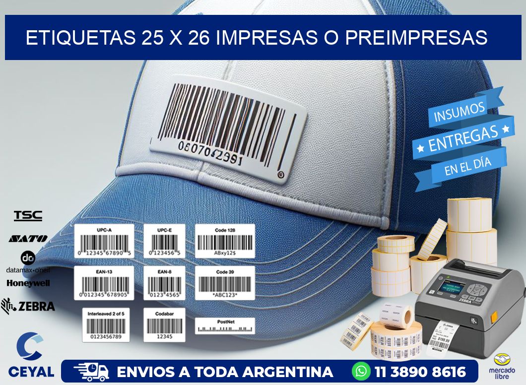 ETIQUETAS 25 x 26 IMPRESAS O PREIMPRESAS