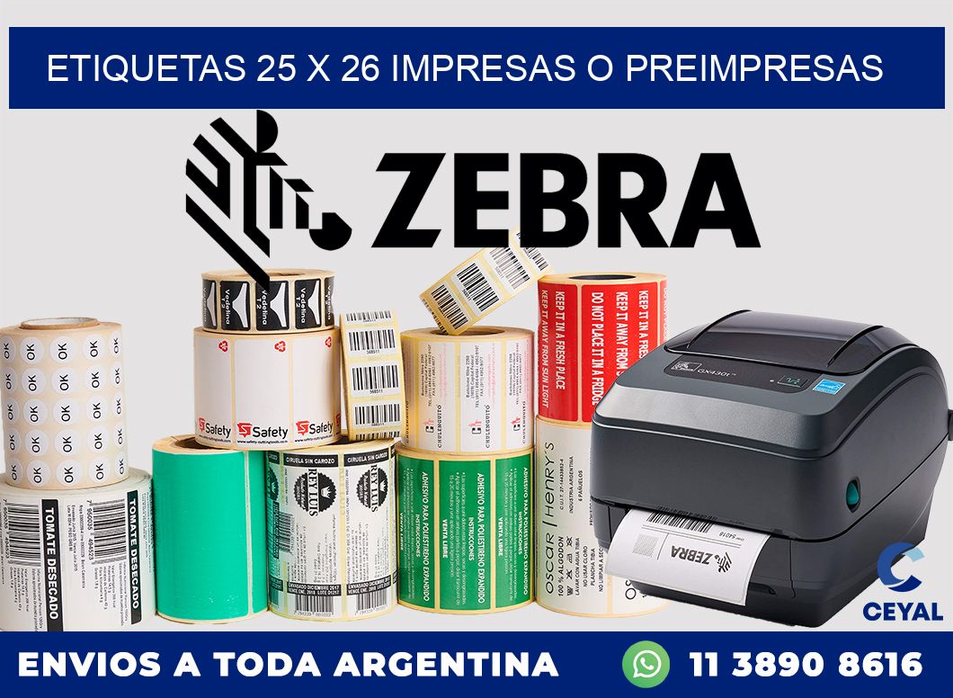 ETIQUETAS 25 x 26 IMPRESAS O PREIMPRESAS