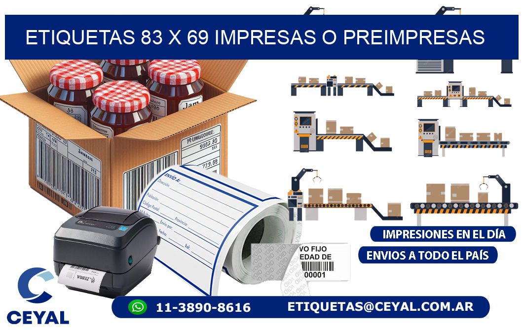 ETIQUETAS 83 x 69 IMPRESAS O PREIMPRESAS