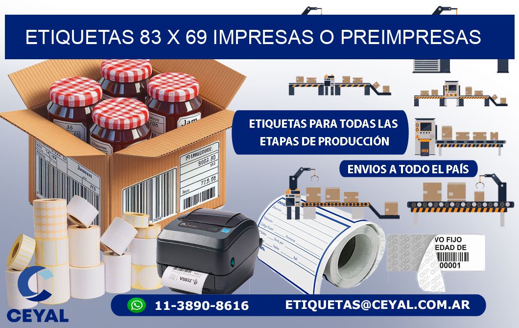 ETIQUETAS 83 x 69 IMPRESAS O PREIMPRESAS