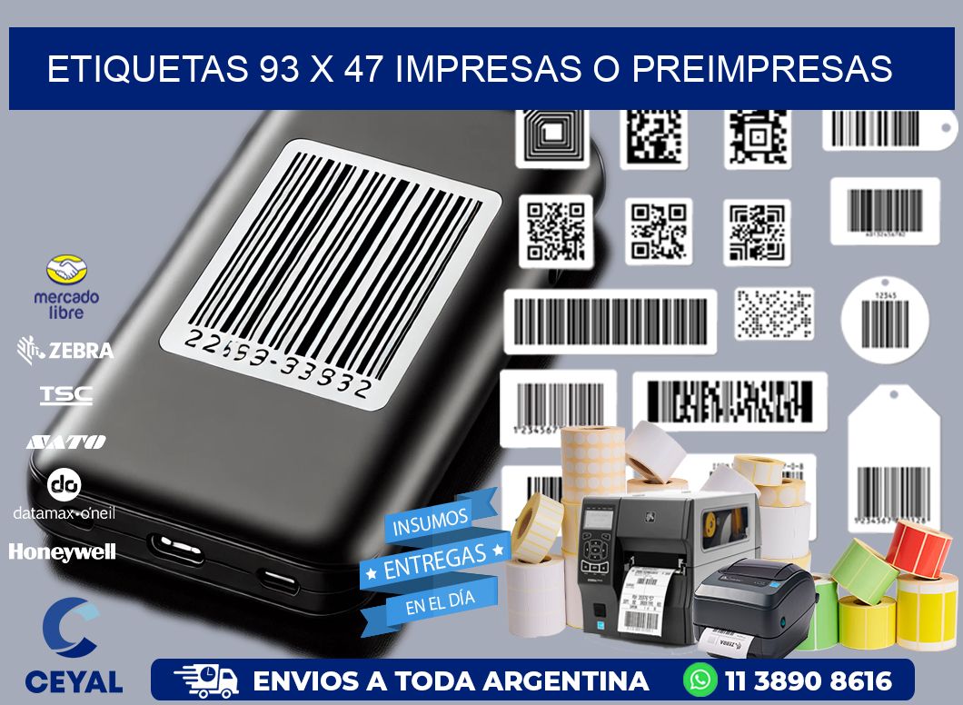 ETIQUETAS 93 x 47 IMPRESAS O PREIMPRESAS