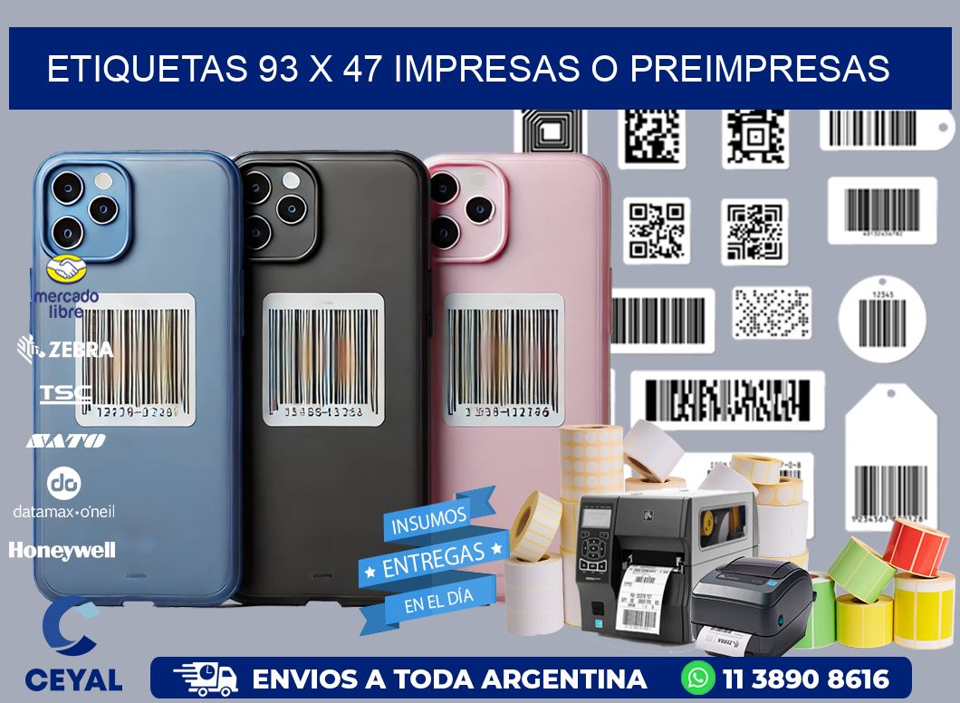 ETIQUETAS 93 x 47 IMPRESAS O PREIMPRESAS