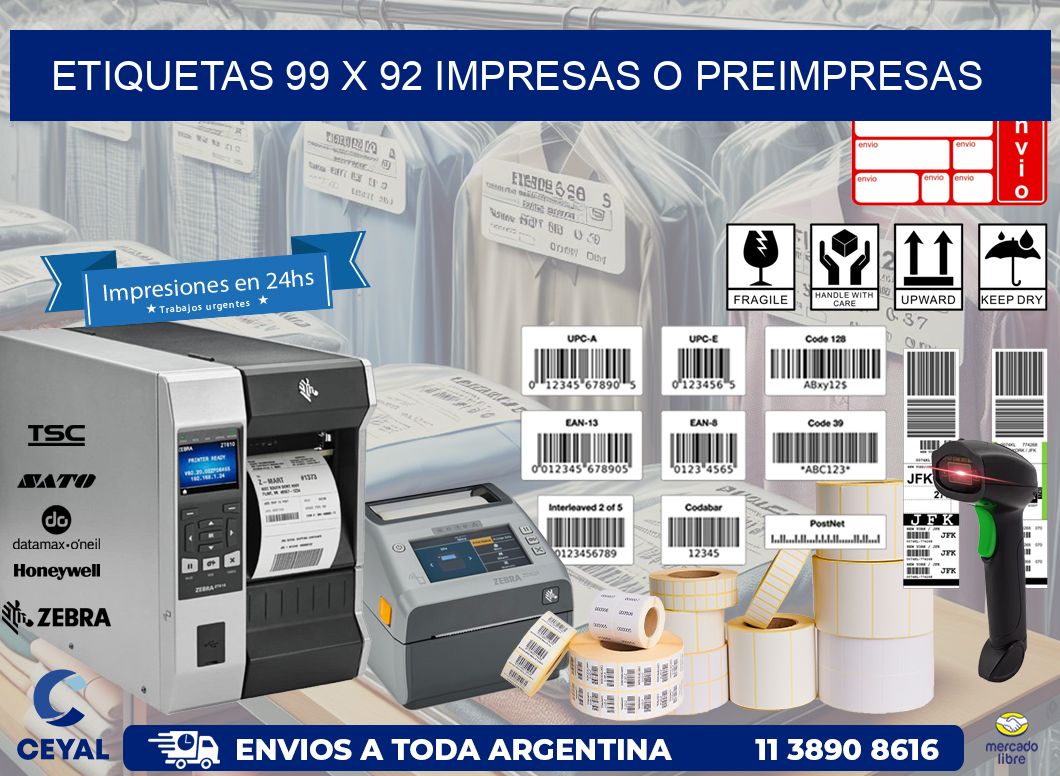 ETIQUETAS 99 x 92 IMPRESAS O PREIMPRESAS