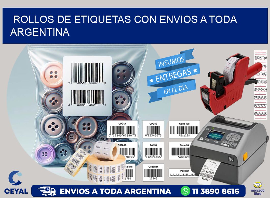 ROLLOS DE ETIQUETAS CON ENVIOS A TODA ARGENTINA