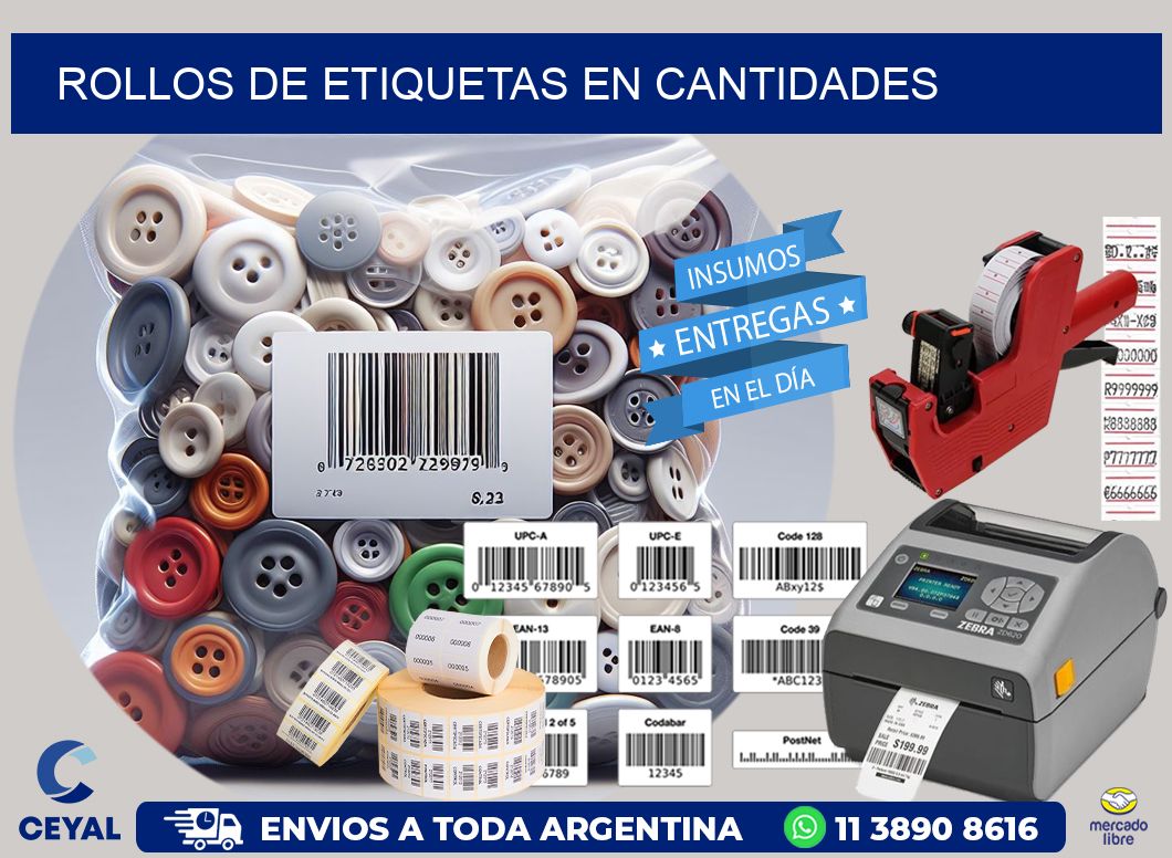 ROLLOS DE ETIQUETAS EN CANTIDADES