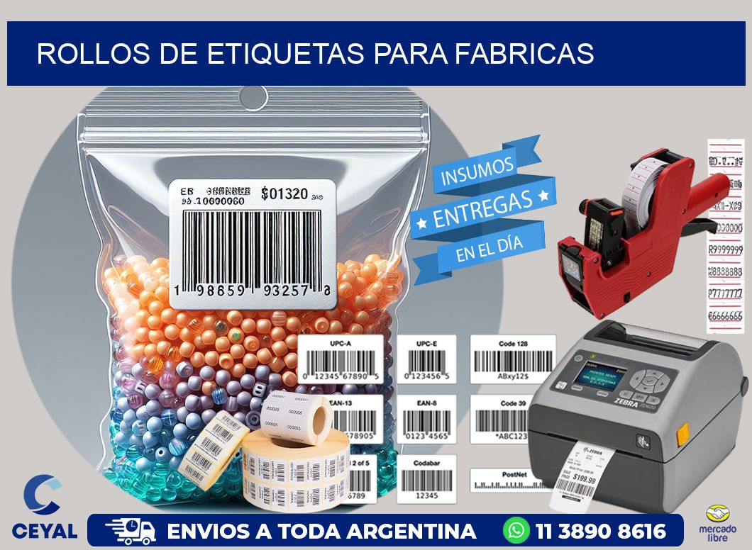 ROLLOS DE ETIQUETAS para fabricas
