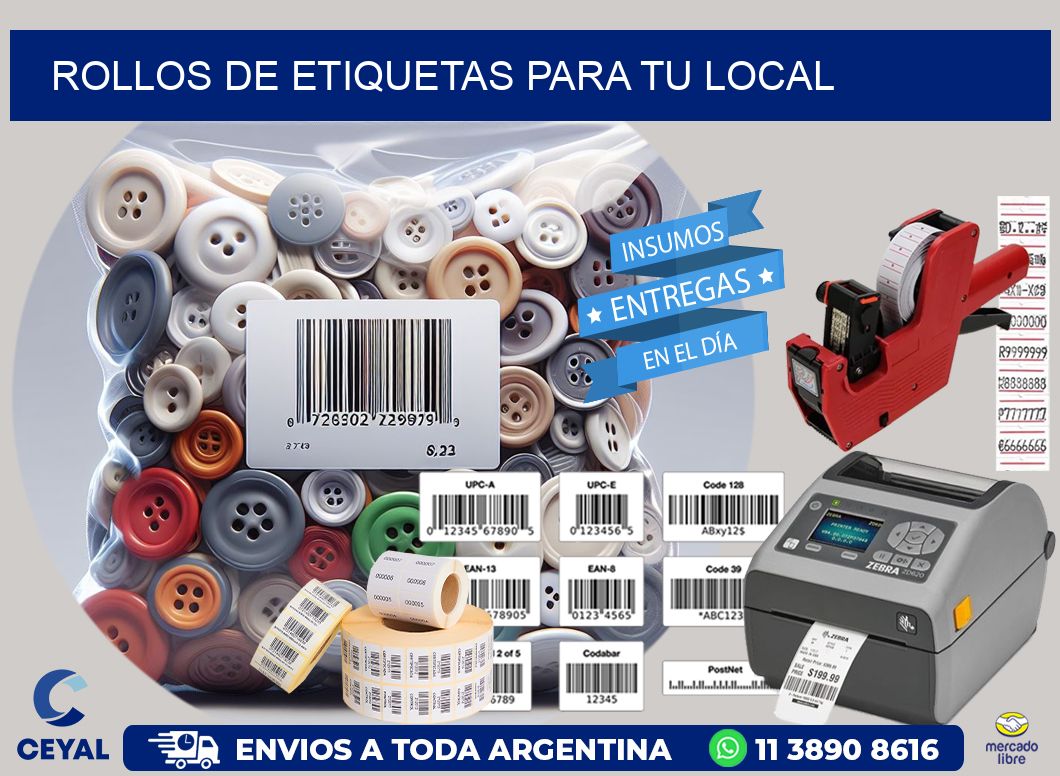 ROLLOS DE ETIQUETAS para tu local