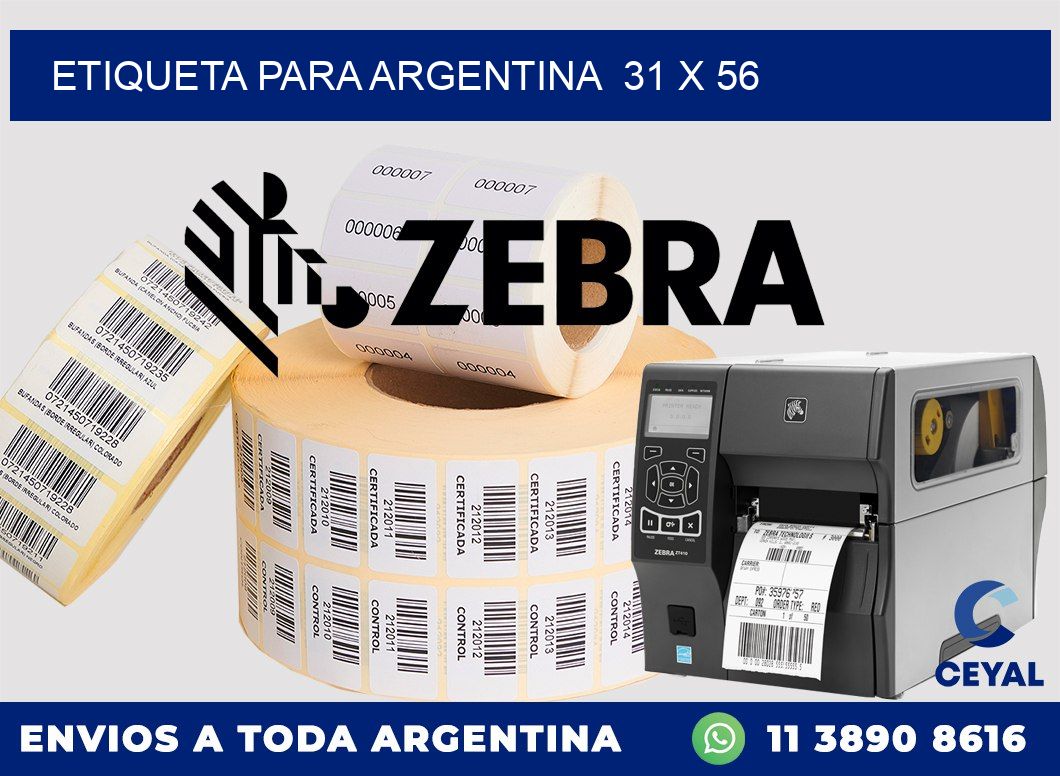 etiqueta para Argentina  31 x 56