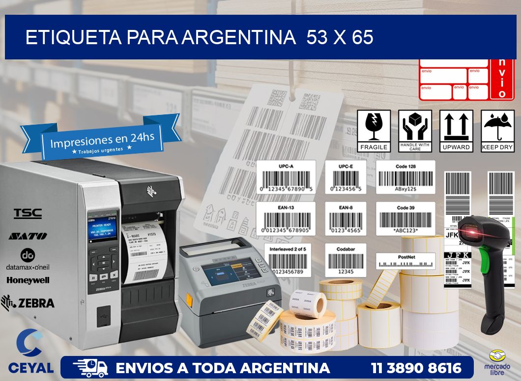 etiqueta para Argentina  53 x 65
