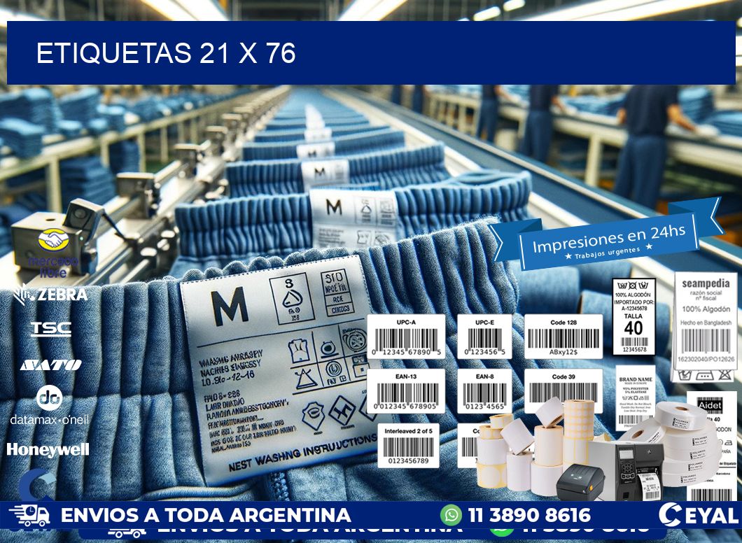 etiquetas 21 x 76