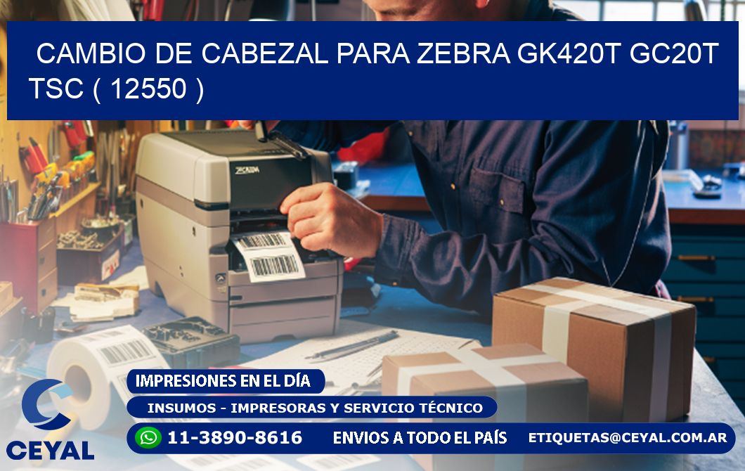 CAMBIO DE CABEZAL PARA ZEBRA GK420T GC20T TSC ( 12550 )
