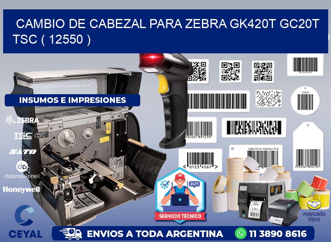 CAMBIO DE CABEZAL PARA ZEBRA GK420T GC20T TSC ( 12550 )