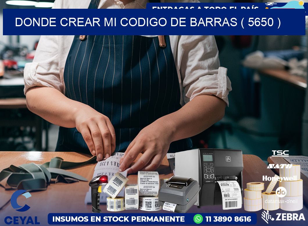 DONDE CREAR MI CODIGO DE BARRAS ( 5650 )