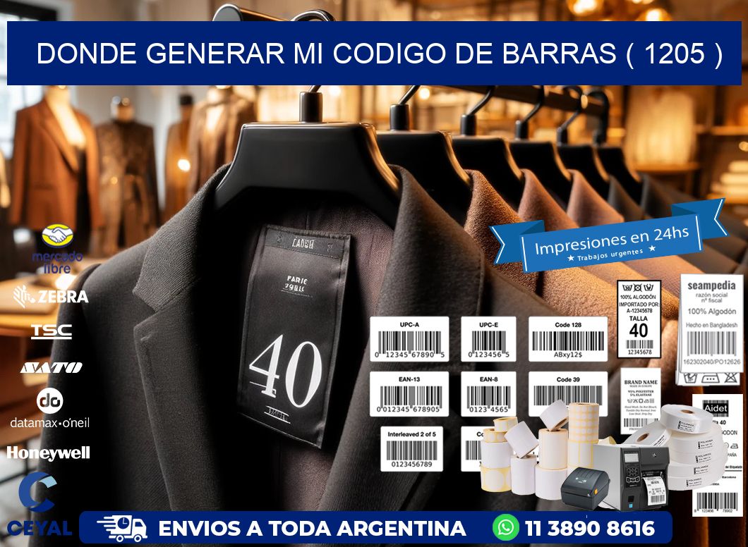 DONDE GENERAR MI CODIGO DE BARRAS ( 1205 )