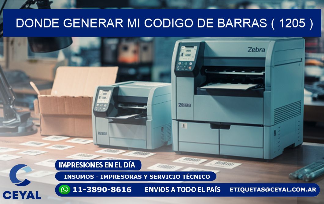 DONDE GENERAR MI CODIGO DE BARRAS ( 1205 )