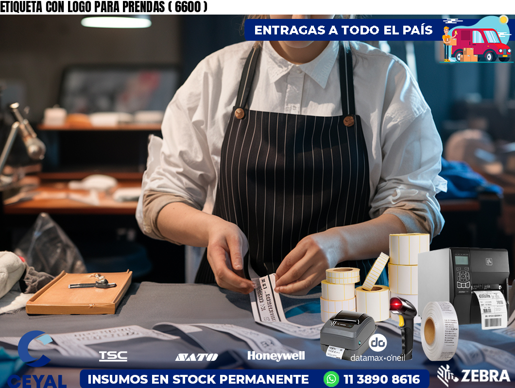 ETIQUETA CON LOGO PARA PRENDAS ( 6600 )