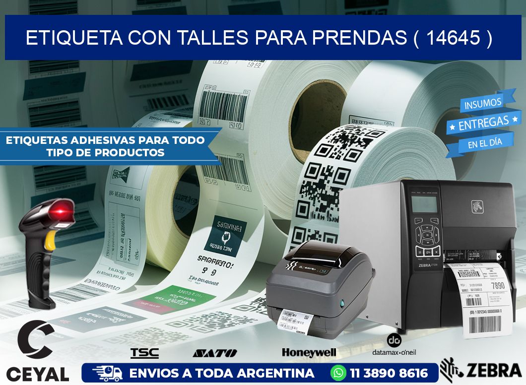 ETIQUETA CON TALLES PARA PRENDAS ( 14645 )