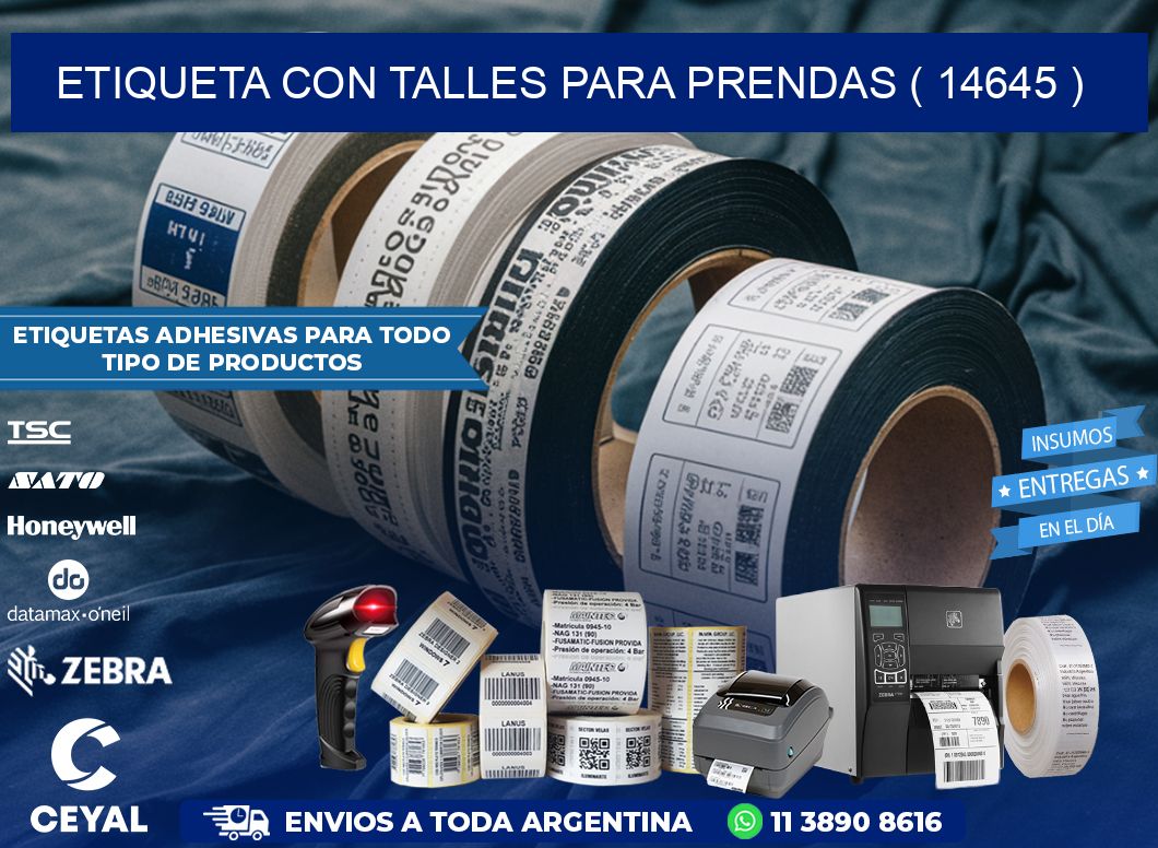 ETIQUETA CON TALLES PARA PRENDAS ( 14645 )