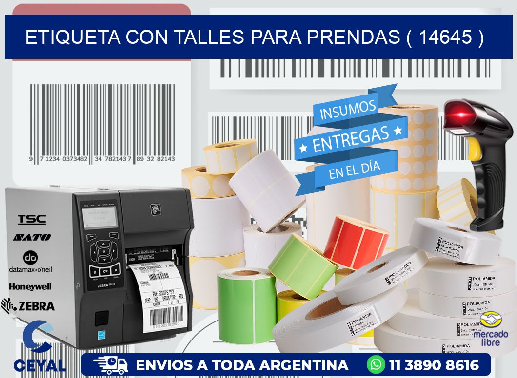 ETIQUETA CON TALLES PARA PRENDAS ( 14645 )
