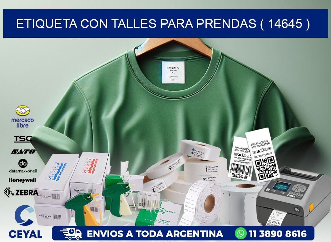 ETIQUETA CON TALLES PARA PRENDAS ( 14645 )
