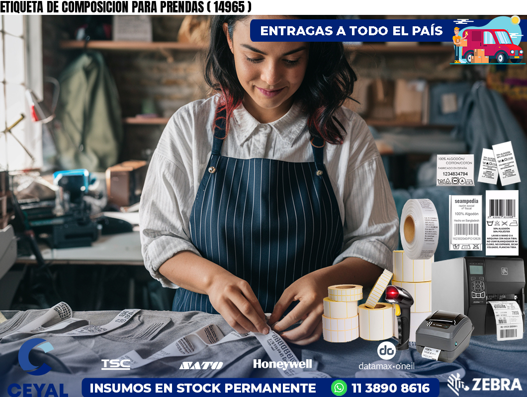 ETIQUETA DE COMPOSICION PARA PRENDAS ( 14965 )