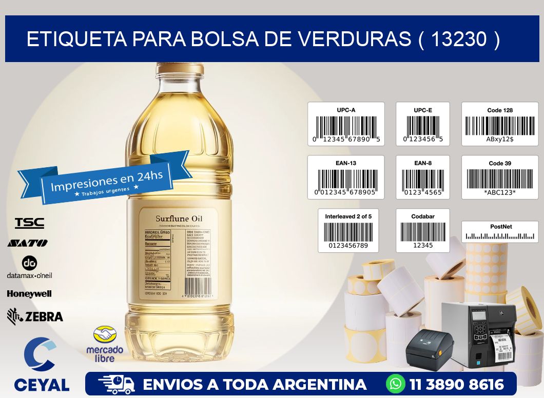 ETIQUETA PARA BOLSA DE VERDURAS ( 13230 )